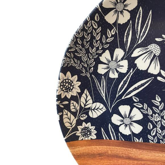 Rachel Ashwell Wood Grain Blue Floral Melamine Dinner Plates 11" Set of 4 New - Picture 10 of 11